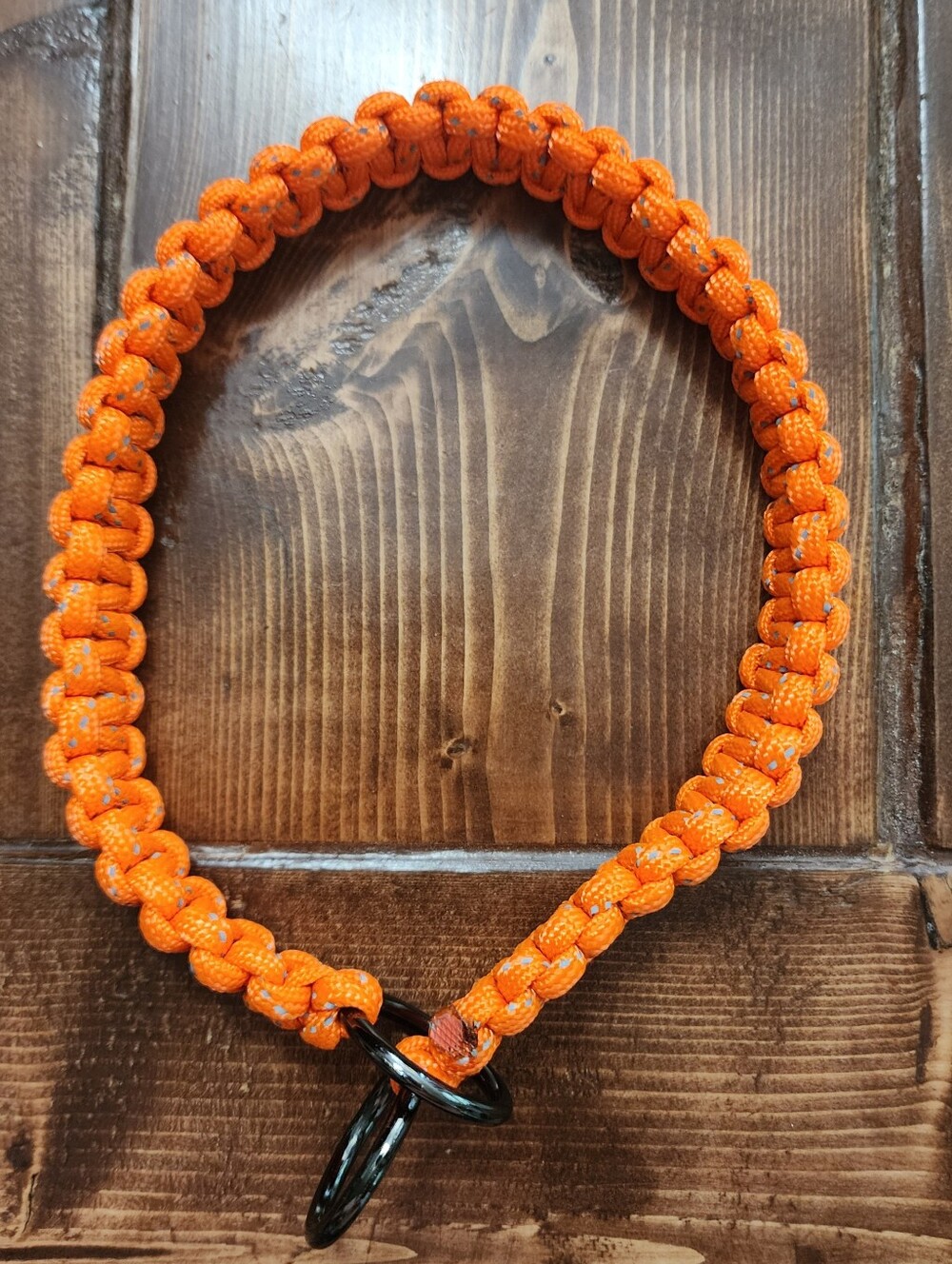 Handmade Paracord Slip Dog Collar - Bright Orange- Reflexive